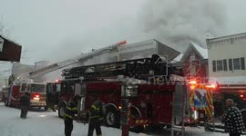 Firetrucks on scene of commercial building in Mount Carmel, Pennsylvania