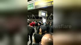 Newsflare Edit - Commuter chaos at George Washington Bridge bus station during snowstorm
