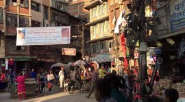 Backpackers explore local market in Kathmandu