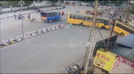 Indian truck's brakes fail causing near miss on loaded school bus