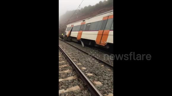 Aftermath footage shows derailed Catalonia train