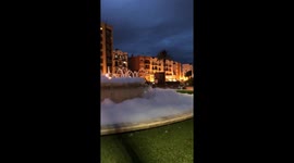 Foam party! Spanish police baffled after pranksters fill fountain with washing powder