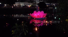 Giant Loikratong float on water at Pathumthani, Thailand.