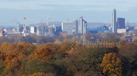 A scrolling panorama of Leeds City Skyline from Temple Newsam