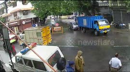 Cop narrowly escapes death after being pushed from bike by the inspector