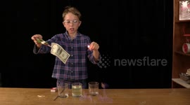 Young scientist sets dollar bill on fire with mystery solution
