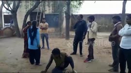 A school girl thrashed two people fiercely with sandals for eve teasing