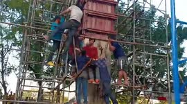 Builder stays calm after falling 50ft and being impaled on an 8ft long iron rod