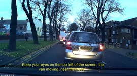 Van driving down the footpath.