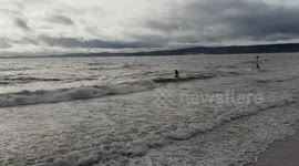 Jet ski playing on the waves in Exmouth