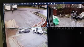 Delivery man throws package