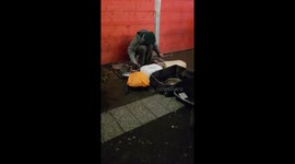 Man busking on street in German city plays beautifully