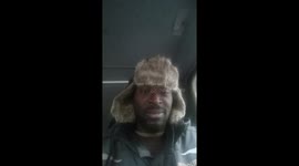 Moscow winter cap on Micheal Golobo.