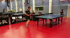 Table tennis player makes amazing blind save in Norwegian club