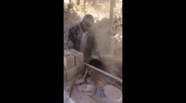 Salt workers in Siwa, Egypt carve out lanterns with buzzsaws