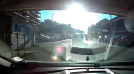 Car crashes in to Lamppost In Car Park In Brighton