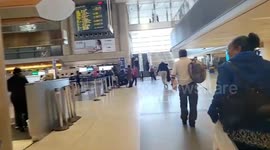 LAX airport police on a homeless man showing a knife to a french passenger at lax