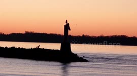 Sunrise and eagles huddling for warmth