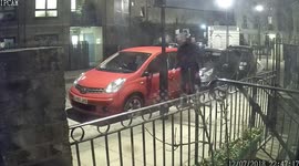 CCTV captures thug destroying car wing mirrors in London's Camden