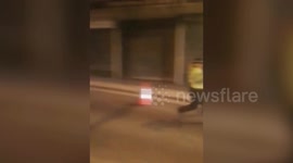 Dramatic moment have-a-go-hero bringings down yob trying to escape after bottling two revellers