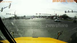 Bad driver stops in front of semi