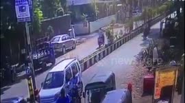 Bike riding couple escape narrowly after tree falls on them in India