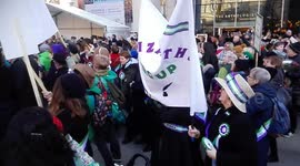 Crowds gather for Suffragette statue of Emmeline Pankhurst unveiling