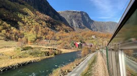 Train journey on the Flåm railway in Norway