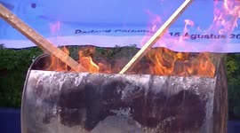 dozens of predatory fish that are not native to Indonesian habitat were destroyed by burning by the Indonesian government in the city of Padang