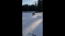 Man running on ice