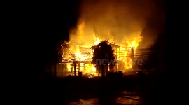 Huge structure fire in Rio Bueno, Chile