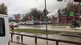 Inondation VAR 2014 : Sebastien Loeb in the water with his DS3 WRC for the Var Rally