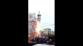 Firecrackers on crane