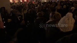 Protests at the Buda Castle in front of the presidential palace.
