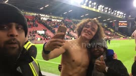 David Luiz gives fan his t-shirt after Chelsea match