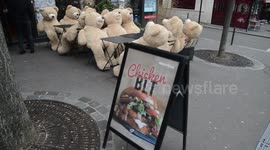 Invasion of Teddy bears spotted in Paris all over the Avenue des Gobelins. It is a special Christmas event. 27 Jan 2018