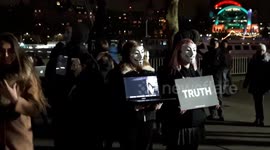 Animal Rights Activists Outside London Eye Show Graphic Footage To The Public