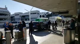 Van runs into a tsa vehicle tsa officer is injured at lax