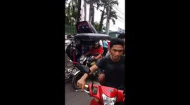 Awesome procession of motorbikes and sidecars in the Philippines