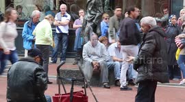 Mr. Bean's brother dancing on the street in Dublin