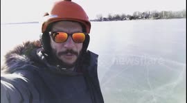 YouTuber has fun skating on fresh ice
