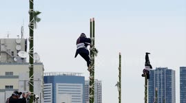 Traditional firefighting preservation group performs at New Year's Fire Review 2019  in Tokyo