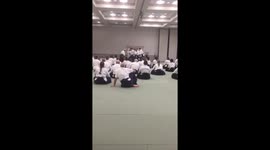 Aikido sensei takes down multiple people at once