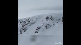 An avalanche triggered by a skier