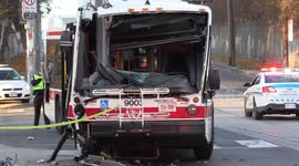 Toronto transit bus crashed into hydro pole leaving 40 people with only minor injuries