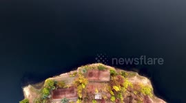Tirana lake 4k Areal view