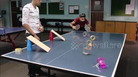 l SHOOK l Ping Pong Ball goes through 2 stationary tapes and 2 rolling tapes with less than 1 second of timing room l