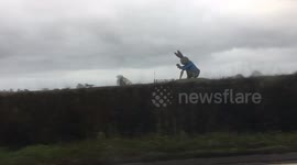 Giant Peter Rabbit sculpture next to A51