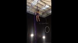 Circus arts student performing on the Aerial Silks