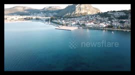 Aerial footage of Nafplio, Greece